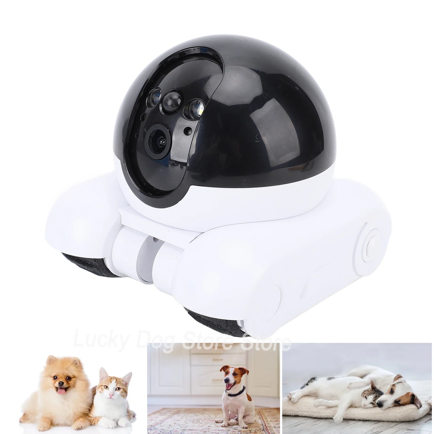 WIFI Movable Pet Webcam One Key Following Shot 2 Way Talk 1080P 2MP Double Lens APP Remote Control Camera for Home for Cats Dogs