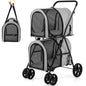 Double Pet Stroller with 2 Removable Carrying Bags, Safety Strap, 4 Lockable Wheels, Foldable Cat and Dog Stroller