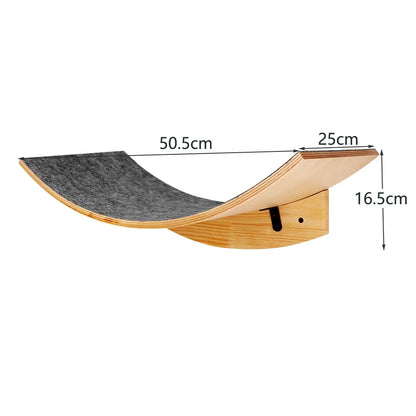 Wall Mounted Cat Climbing Wood Shelves Cat Hammock with Jumping Platform or Scratching Post for Cat Playing and Sleeping