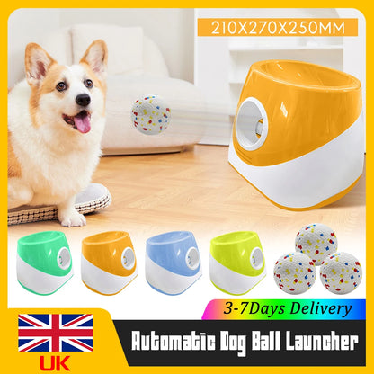 Automatic Dog Ball Thrower Launcher with 3 Tennis Balls 3 Speed Distance Rechargeable Throw Machine for Small Dogs Pet Chase Toy