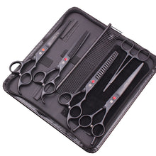 Dog Grooming Scissors Kit 7" 6.5" Stainless Pet Curved Scissors Thinning Scissors Straight Shears