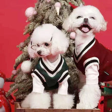 Winter Warm Pet Dog Sweater - College Style V-Neck Knitwear Vest for Small Dogs