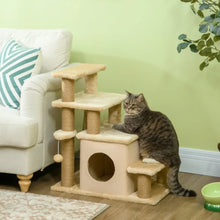 Cat Steps – Adjustable Cat Stairs with Cat House & Hanging Toy Ball for Indoor Cats