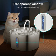 Cat Water Fountain 2.2L Stainless Steel — Artesian Flow, Ultra-Quiet Pump & Filter