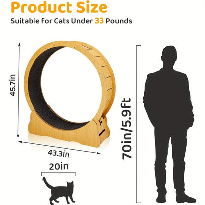 Indoor Cat Exercise Wheel with Silent Spinning Motion & Safety Lock - Large Cat Treadmill for Fitness, 110x34.5x116cm, Durable