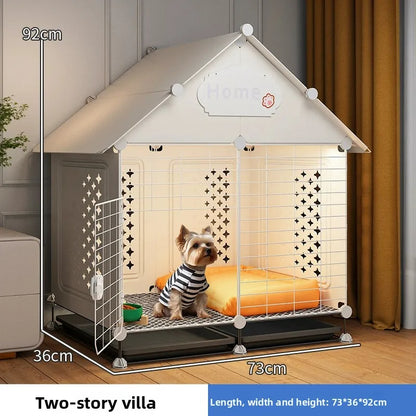 Small Medium Dog Cage for Teddy Bichon Pet House with Sleeping Area One Room One Toilet Design for Puppies Removable Tray Kennel