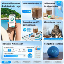 Dual Automatic Cat Feeder WiFi 7L Slow Feeding Pet Food Dispenser with App Control Alexa Compatible for Multiple Pets Detachable