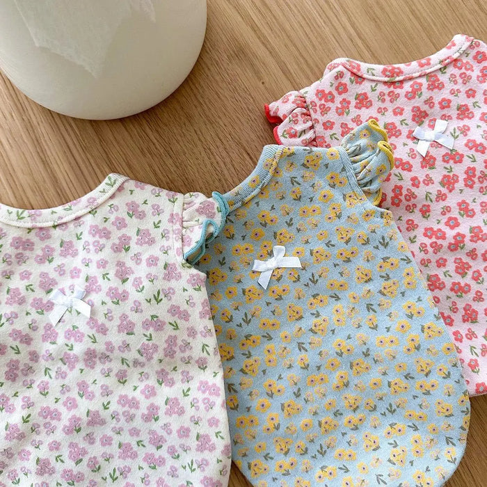 Summer Floral Dog Vest Cute Puppy T-Shirt-0