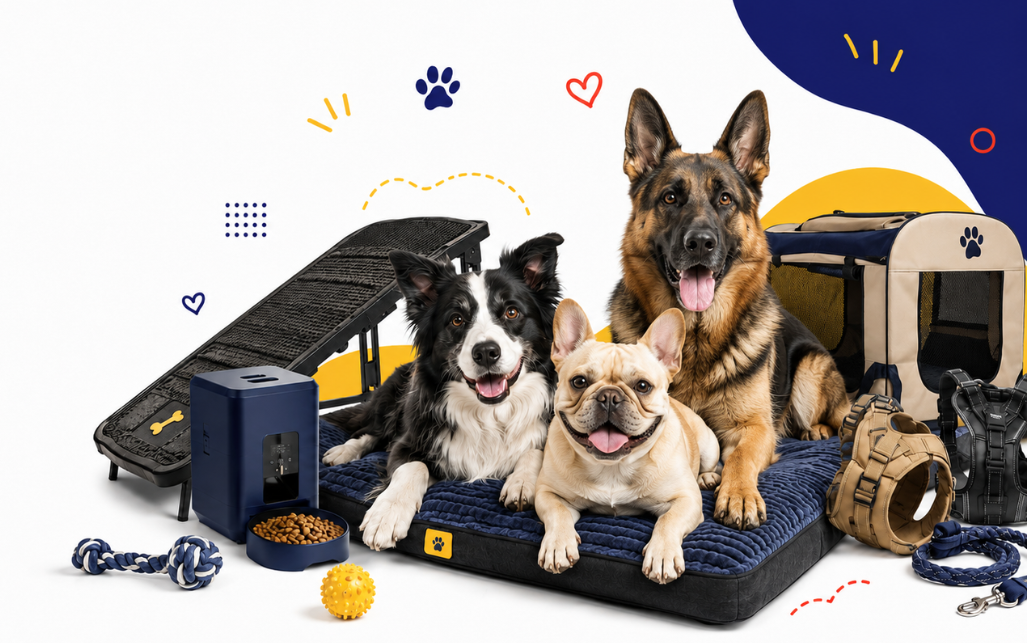 Hund mit hochwertigem Hundezubehör von Arflonia