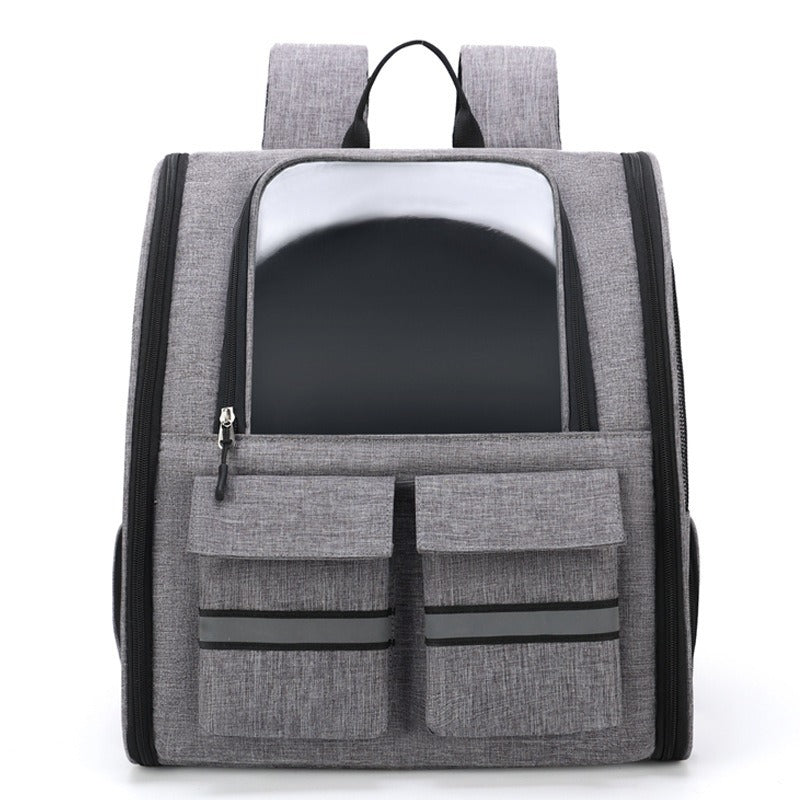 NNEDSZ Grey Collapsible Pet Carrier Backpack with Trolley Sleeve