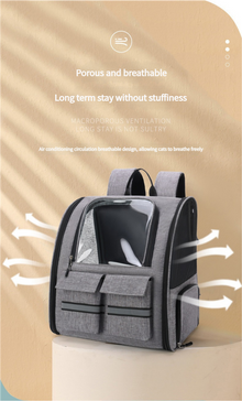 NNEDSZ Grey Collapsible Pet Carrier Backpack with Trolley Sleeve
