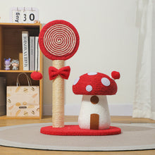 NNEDSZ Red Durable Mushroom Cat Scratching Post - Anti-Slip, No Debris Cat Scratch Pad with Sofa Protection for Small Cats