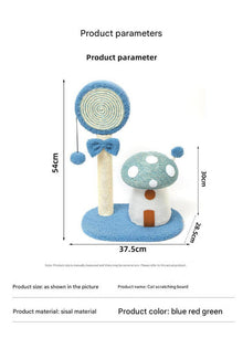 NNEDSZ Red Durable Mushroom Cat Scratching Post - Anti-Slip, No Debris Cat Scratch Pad with Sofa Protection for Small Cats