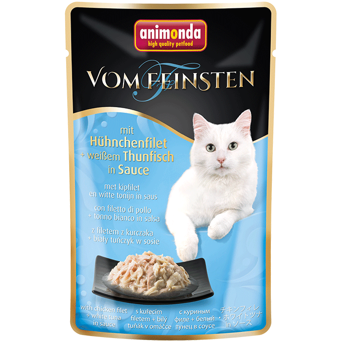 Katzennassfutter vom Feinsten mit Hühnchenfilet & weißer Thunfisch in Sauce 50g, 18er Pack – Animonda Cat