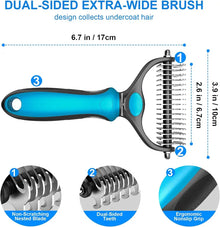 Pet Grooming Brush – Double-Sided Deshedding & Dematting Undercoat Rake for Dogs & Cats