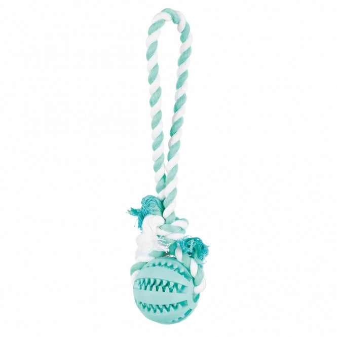 Naturgummi-Ball für Hunde – DENTAfun am Tau, 7 cm