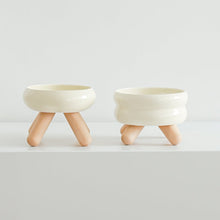 Gulu Elevated Ceramic Pet Food Bowl with Wooden Stand
