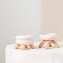 Gulu Elevated Ceramic Pet Water Bowl with Wooden Stand