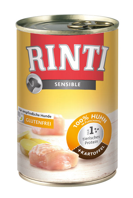 Hundenassfutter Rinti Sensible Huhn + Kartoffel 400g, 12er Pack – Finnern