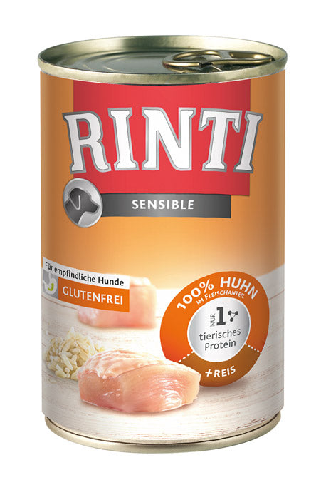 Hundenassfutter Rinti Sensible Huhn + Reis 400g, 12er Pack – Finnern