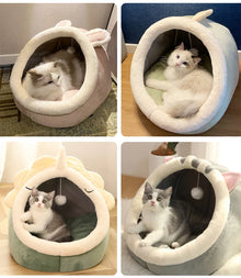 Foldable Pet Cave Bed with Soft Cushion for Cats and Small Dogs