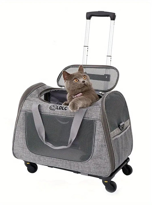 2-in-1 Katzentransportbox mit Rollen und Griff