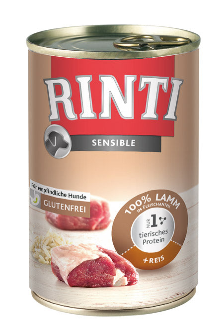 Hundenassfutter Rinti Sensible Lamm + Reis 400g, 12er Pack – Finnern