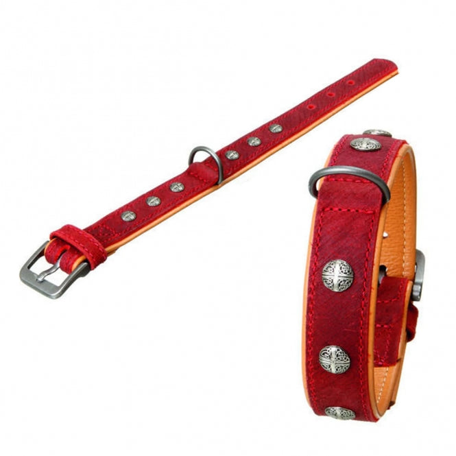 Hundehalsband – BUFFALO ORIENTAL Dunkelrot/Natur, 30 mm / 40 cm