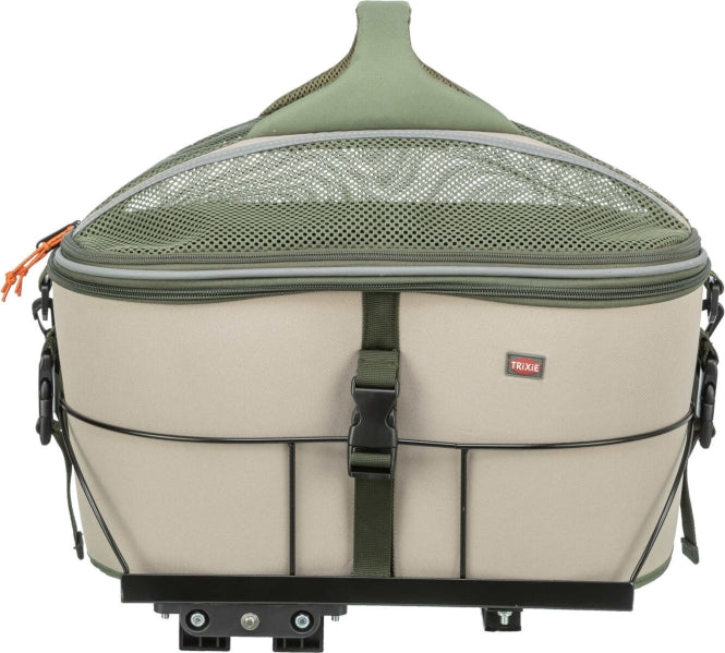 Hundefahrradkorb – für den Gepäckträger, olivgrün/beige – Bild 2