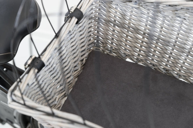 Hundefahrradkorb – für Gepäckträger aus Weide, grau – Bild 6