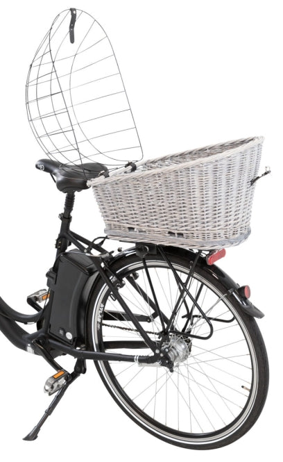 Hundefahrradkorb – für Gepäckträger aus Weide, grau – Bild 3