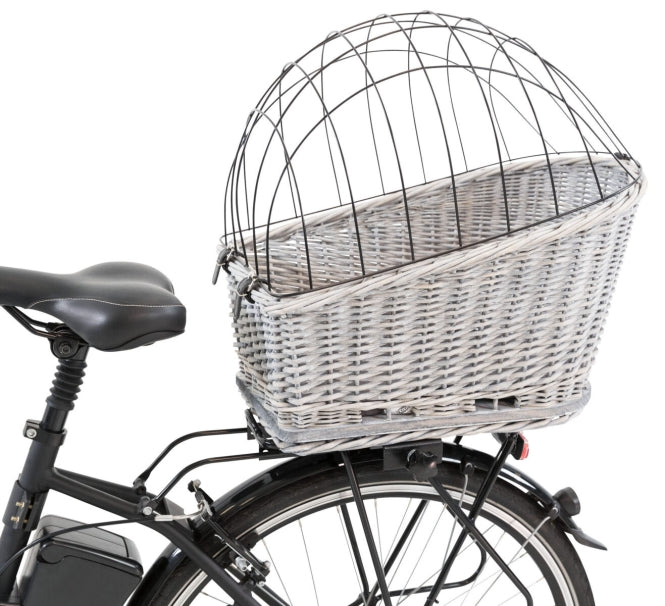 Hundefahrradkorb – für Gepäckträger aus Weide, grau – Bild 4