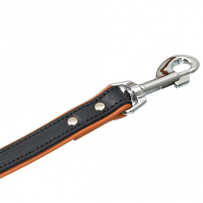 Hundeleine – Rodeo genietet, 16mm 100cm, schwarz/cognac – Bild 2