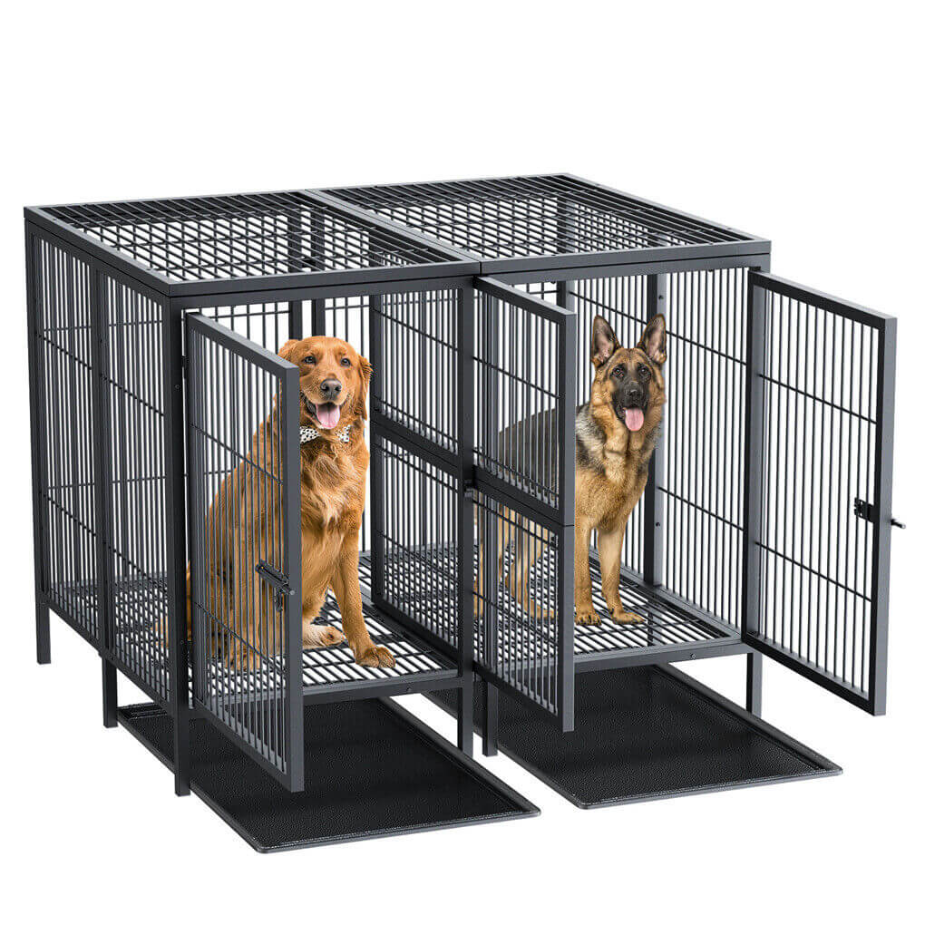 Hundebox für große Hunde – XXXL Metallkäfig mit Trennwand und Bodenwanne