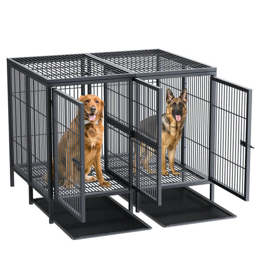 Hundebox für große Hunde – XXXL Metallkäfig mit Trennwand und Bodenwanne