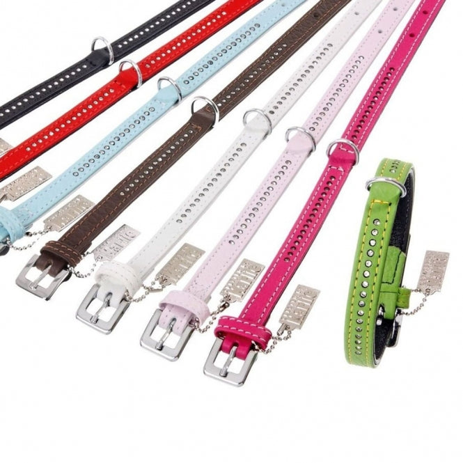 Strass-Halsband für Hunde – Vintage 1-reihig, Braun, 24 cm