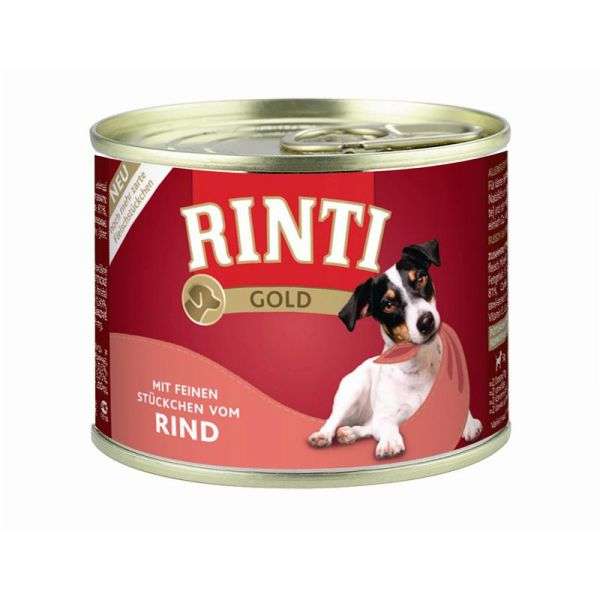 Hundenassfutter Rinti Gold Rindstückchen 185g, 12er Pack – Finnern