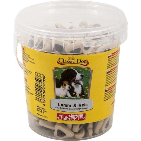 Hundeleckerli Lamm & Reis Eimer 500g – Classic Dog
