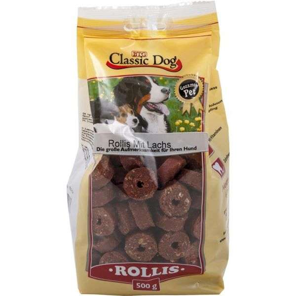 Hundeleckerli Rollis mit Lachs 500g – Classic Dog