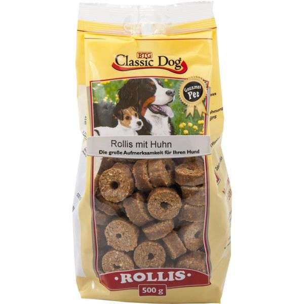 Hundeleckerli Rollis mit Huhn 500g – Classic Dog