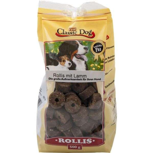 Hundeleckerli Rollis mit Lamm 500g – Classic Dog