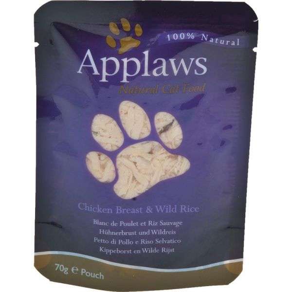 Frischebeutel für Katzen Hühnchenbrust & Wildreis 70g, 12er Pack | Applaws