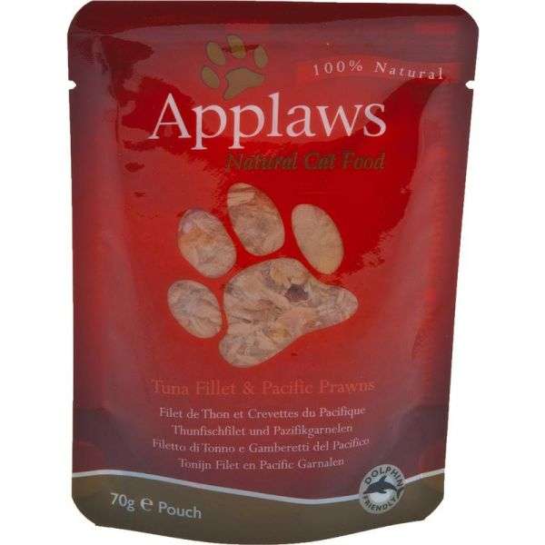 Frischebeutel für Katzen Thunfischfilet & Pazifikgarnelen 70g, 12er Pack | Applaws