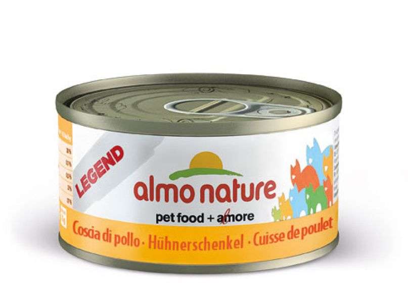 Katzennassfutter HFC Natural Hühnerschenkel 70g, 24er Pack – Almo Nature