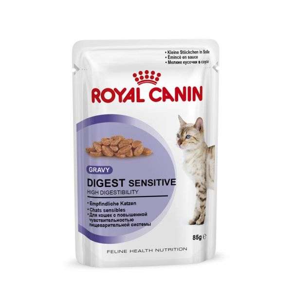 Frischebeutel für Katzen Digest Sensitive in Sosse Multipack 12x85g – Royal Canin Cat