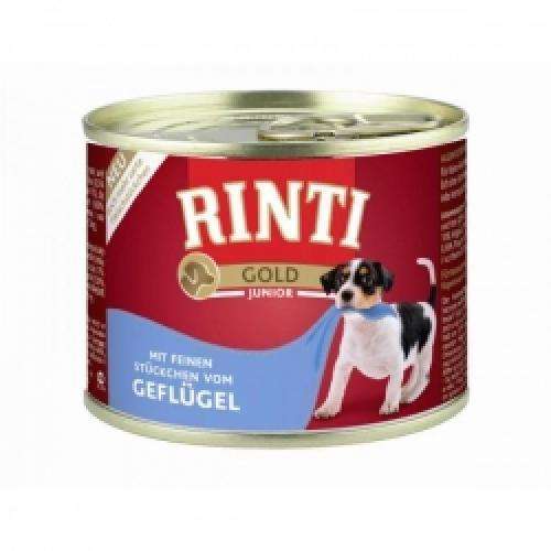 Hundenassfutter Rinti Gold Junior 185g, Geflügelhäppchen, 12er Pack – Finnern
