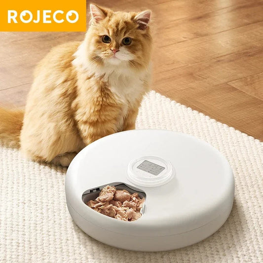 Automatischer Futterspender für Hunde & Katzen mit 6 Fächern – Für Nass- und Trockenfutter